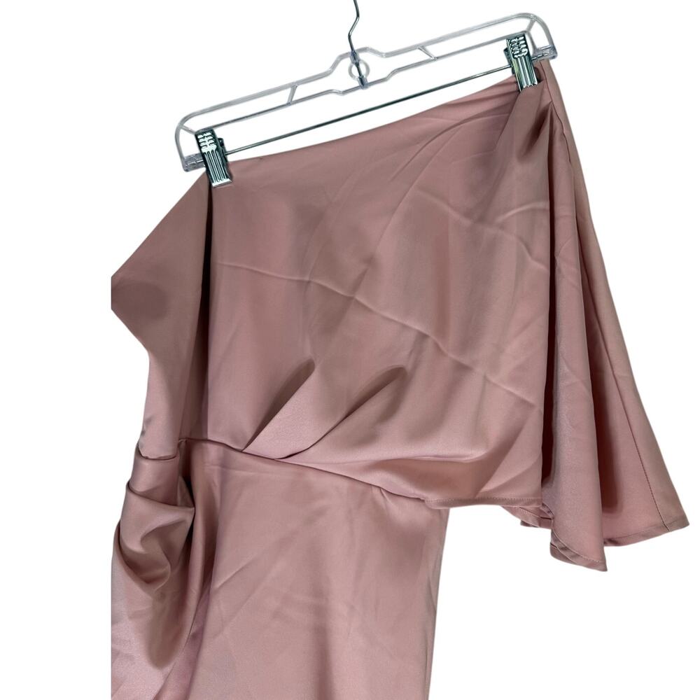 NWT Cupshe Pink Satin One Shoulder Flared Sleeves Cocktail Party Dress Size M - Picture 3 of 11